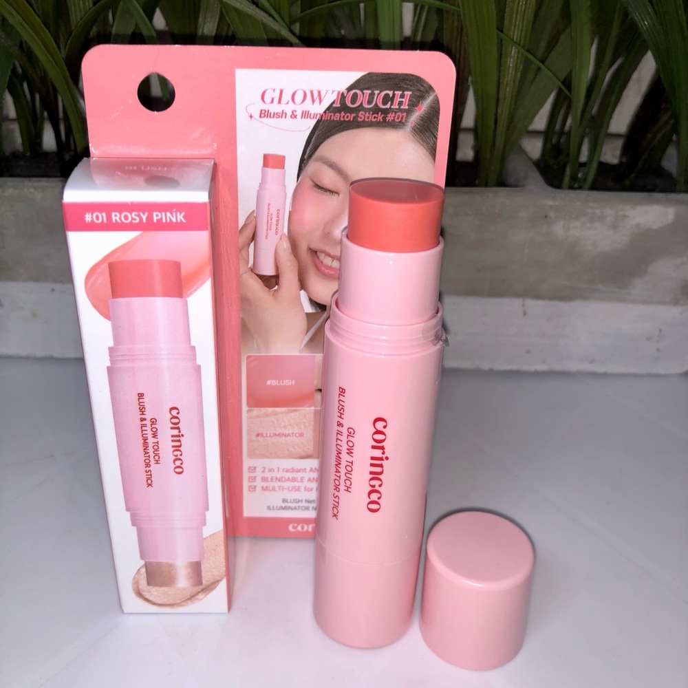 BNIB Coringco Kbeauty Glow Touch Blush & Illuminator Stick - Rosy Pink - Picture 8 of 12
